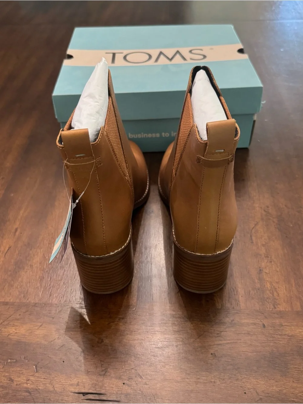 TOMS Esme Tan Leather Ankle Booties
